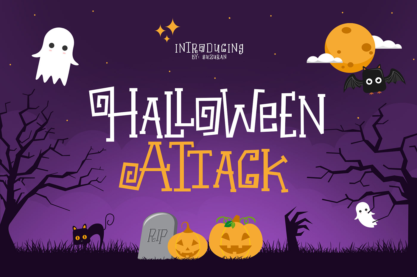 Beispiel einer Halloween Attack Regular-Schriftart